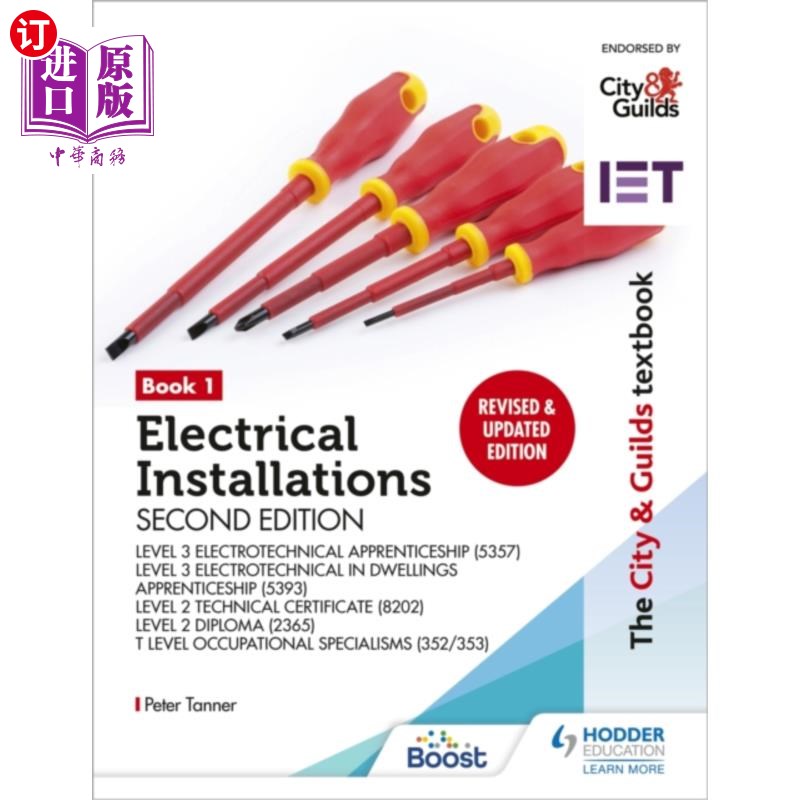 海外直订City & Guilds Textbook: Book 1 Electrical Instal... 城市和行会教科书:第一册电气安装，第二版:3级学徒(5357和5