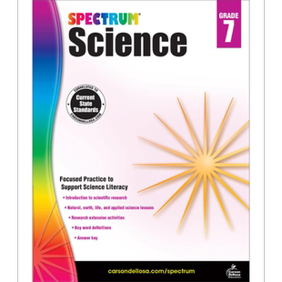 Carson Dellosa Spectrum Science Grade 7 光谱练习册 科学系列 7年级 12-13岁 中学七年级 美国CarsonDellosa【中商原版】