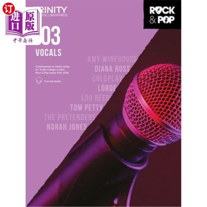 海外直订Trinity Rock & Pop 2018 Vocals: Grade 3 2018年三一摇滚与流行歌手：三年级