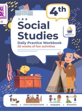 海外直订4th Grade Social Studies: Daily Practice Workbook 20 Weeks of Fun Activities His 四年级社会学:日常实践练习