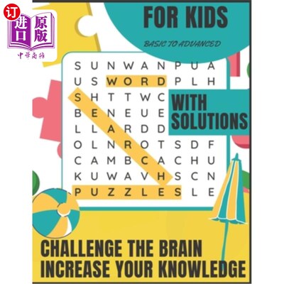 海外直订Word Search Puzzles with Solutions for Kids - Challenge the Brain and Increase Y 字谜与解决儿童-挑战大脑和