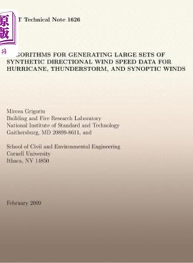 海外直订Algorithms for Generating Large Sets of Synthetic Directional Wind Speed Data fo 生成飓风、雷暴和天气风的大