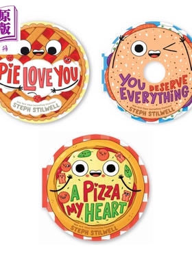 Stephani Stilwell 英文原版 美食异形书3册 比萨 Pizza My Heart 派 Pie Love You 婴幼儿食物主题新奇纸板书【中商原版】
