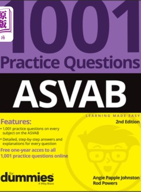 海外直订Asvab: 1001 Practice Questions for Dummies (+ Online Practice) Asvab: 1001个傻瓜练习题(+在线练习)