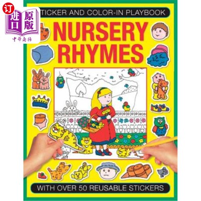 海外直订Sticker and Color-In Playbook: Nursery Rhymes: With Over 50 Reusable Stickers 贴纸和着色手册:童谣:与超过50