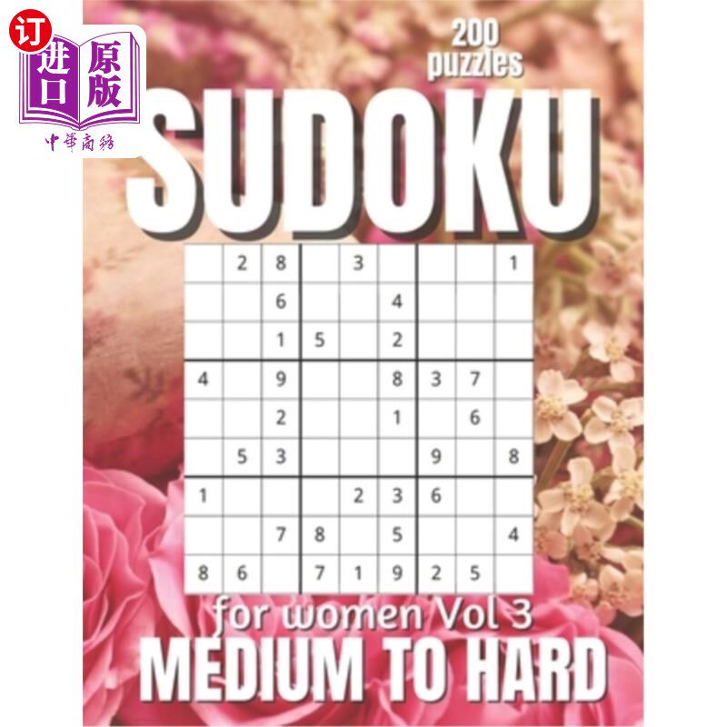 海外直订Sudoku For Women Medium to Hard: Large Print Sudoku Puzzles for Adults and Senio 中到硬版女性数独游戏:成人