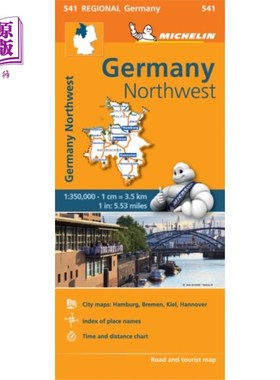 海外直订Germany Northwest - Michelin Regional Map 541 德国西北部-米其林地区地图541