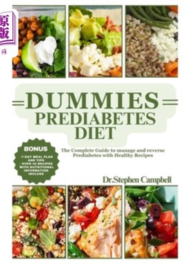 海外直订医药图书Dummies prediabetes diet: The Complete Guide to manage and reverse Prediabetes w 假人糖尿病前期饮食