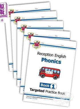 英国CGP原版 English Targeted Practice Book Phonics Reception Books 1-5 英语自然拼读练习册五册 4-5岁【中商原版】