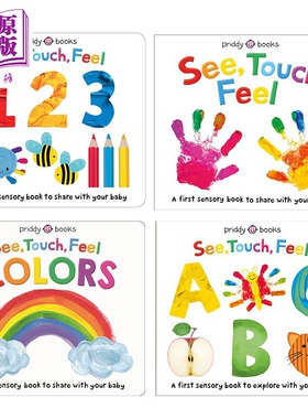 Roger Priddy 罗杰彼蒂 See Touch Feel 启蒙感觉4册 数字123 字母ABC 颜色Colors 英文原版纸板书 亲子儿童绘本【中商原版】