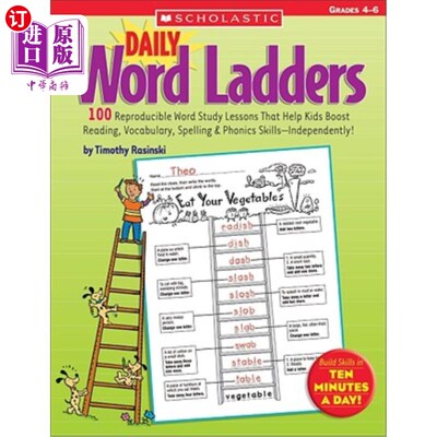 海外直订Daily Word Ladders: Grades 4-6: 100 Reproducible Word Study Lessons That Help Ki 每日单词阶梯：4-6