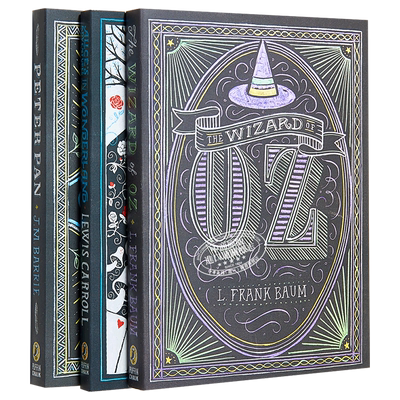 预售 Puffin Chalk 插图毛边系列童话 爱丽丝梦游仙境 彼得潘 绿野仙踪 3本套装 英文原版 Alice Peter Pan Wizard of Oz【中商原?