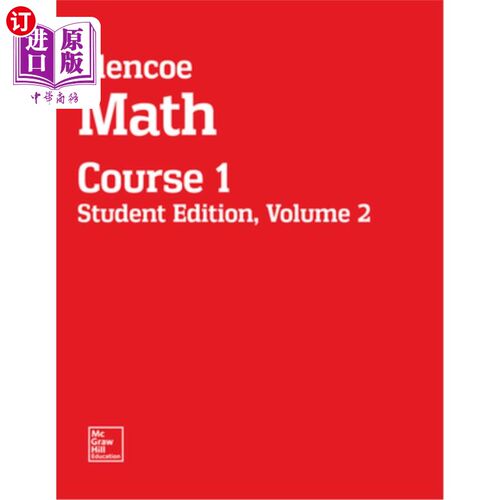 海外直订Glencoe Math, Course 1, Student Edition, Volume 2 格伦科数学，课程1，学生版，卷2