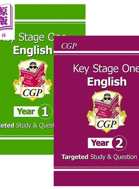 英国CGP原版 KS1 English Targeted Study Question Book 小学英语针对性学习问题书2册套装 1 2年级 含答案【中商原版】