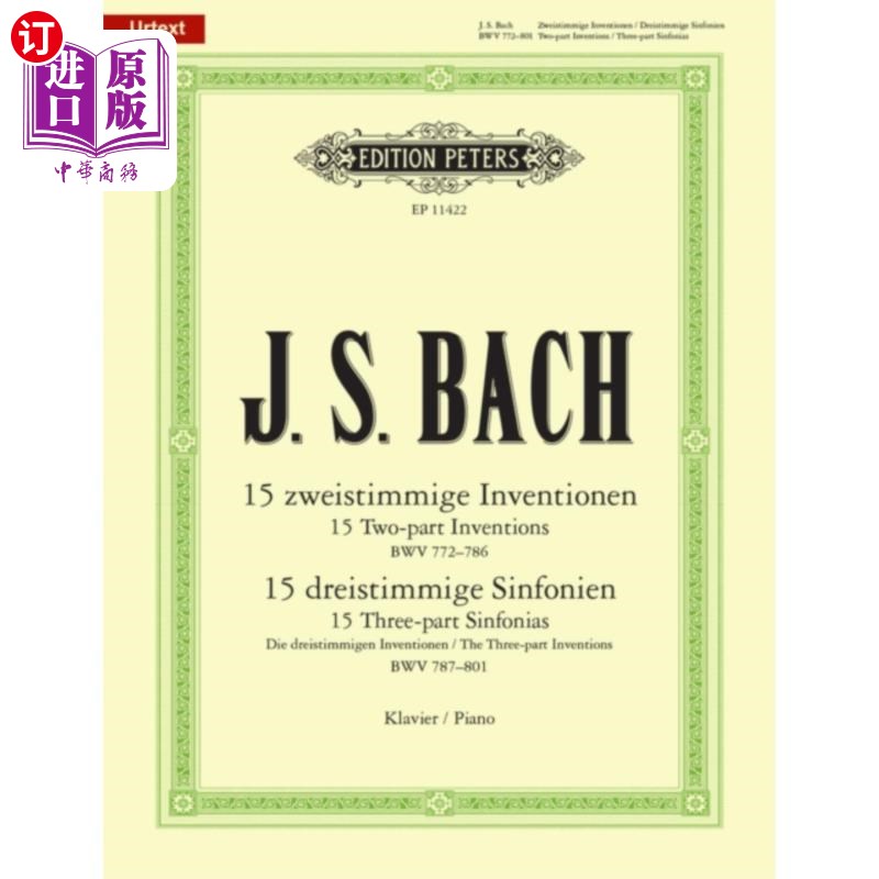 海外直订古英语 Inventions and Sinfonias BWV 772-801 for Piano 钢琴发明与小交响乐BWV 772-801