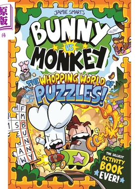 兔子大战猴子衍生书 谜题大世界 Bunny vs Monkey The Whopping World of Puzzles 英文原版 儿童读物 进口 7-9岁【中商原版】
