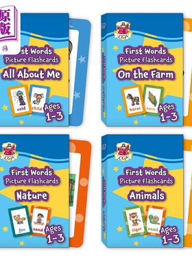 英国CGP原版 1-3岁学前儿童图片单词闪卡4套 New First Words Picture Flashcards for Ages 1-3 英语启蒙抽认卡【中商原版】