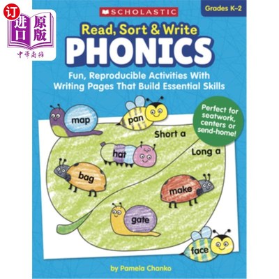 海外直订Read, Sort & Write: Phonics: Fun, Reproducible Activities with Writing Pages Tha 阅读，分类和写作:自然拼读: