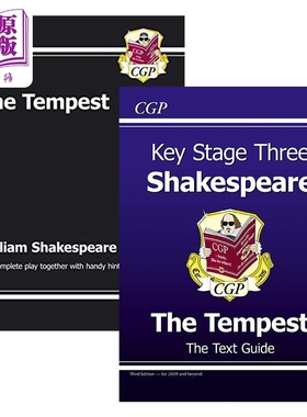 英国CGP原版 KS3 英语文学戏剧导学套装2册 莎士比亚 暴风雨 Shakespeare The Tempest 完整剧本 文本指南【中商原版】