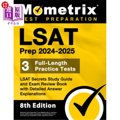 海外直订LSAT Prep 2024-2025 - 3 Full-Length Practice Tests, LSAT Secrets Study Guide and LSAT Prep