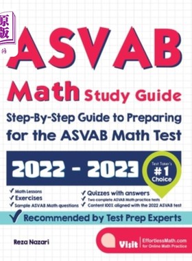 海外直订ASVAB Math Study Guide: Step-By-Step Guide to Preparing for the ASVAB Math Test ASVAB数学学习指南