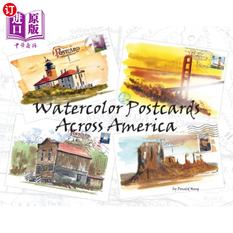 海外直订Watercolor Postcards Across America 美国各地的水彩明信片