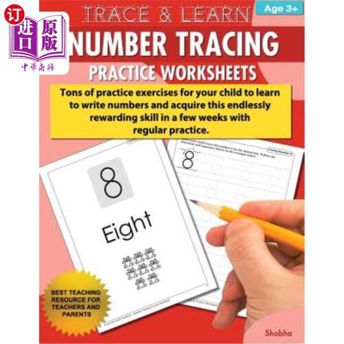 海外直订Trace & Learn Numbers Tracing Workbook Practice Worksheets: Daily Practice Guide 跟踪和学习数字跟踪工作簿练