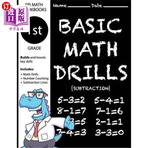 海外直订1st Grade Basic Math Drills Subtraction: Builds and Boosts Key Skills Including  一年级基础数学练习减法：建
