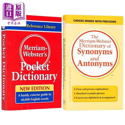 Merriam Webster Dictionary麦林韦氏词典2册 同义反义词词典 Synonyms and Antonyms 袖珍词典Pocket Dictionary【中商原版】