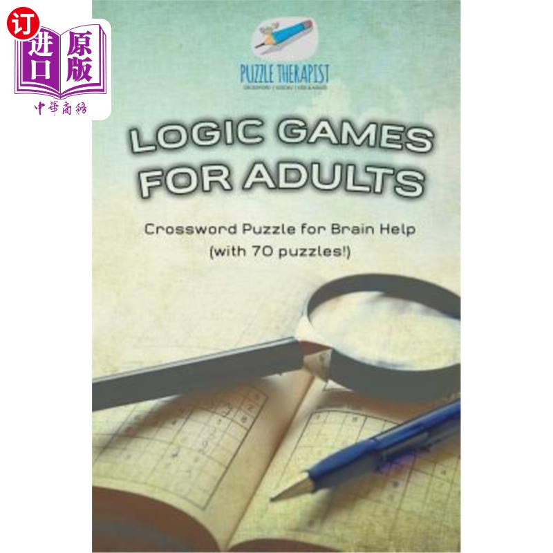 海外直订Logic Games for Adults Crossword Puzzle for Brain Help (with 70 Puzzles!) 成人益智填字游戏（含70个拼图！）