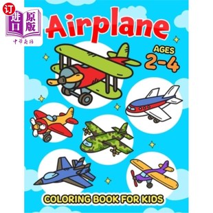 海外直订Airplane Coloring Book for Kids Ages 2-4 适合2-4岁儿童的飞机涂色书