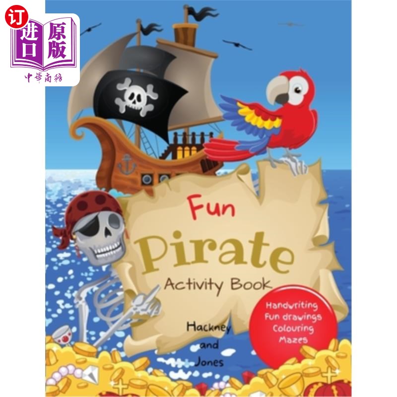 海外直订Fun Pirate Activity Book: Perfect pirates present that will keep your kids enter 有趣的海盗活动书:完美的海