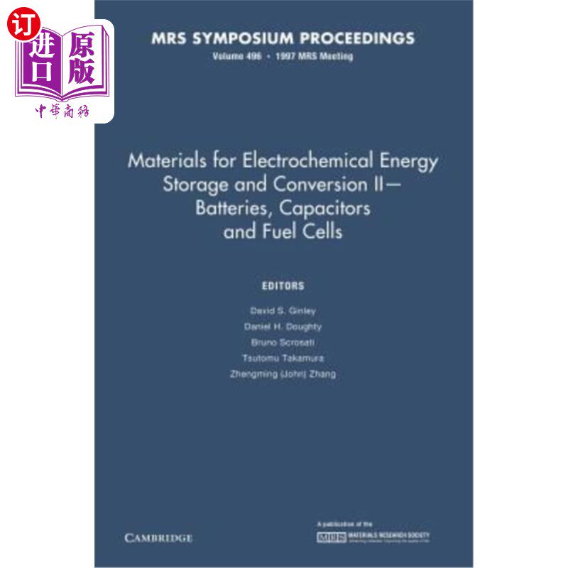 海外直订Materials for Electrochemical Energy Storage and Conversion II Batteries, Capaci 电化学储能和转换材料II电池