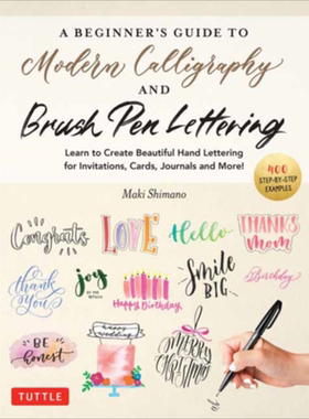 现代书法和毛笔字体初学者指南 A Beginners Guide to Modern Calligraphy Brush Pen 英文原版 Maki Shimano【中商原版】