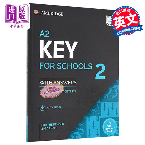 剑桥官方新版KET考试校园版真题4套 有答案配音频线上资源 A2 Key for Schools 2 英文原版进口【中商原版】