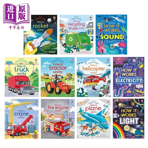 Usborne 英文原版尤斯伯恩偷偷看里面系列合集 儿童纸板书 知识科普读物 Peep Inside How a Crane Plane Works【中商原版】