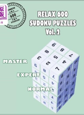 海外直订Relax 600 Sudoku Puzzels Vol. 2: Brain Games of Logic- Three Levels from Normal, 放松600数独Puz