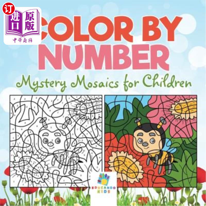 海外直订Color by Number Mystery Mosaics for Children 儿童彩色拼图