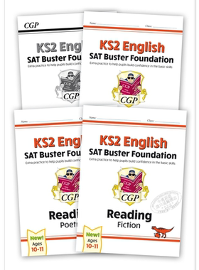 现货 CGP New KS2 English Reading SAT Buster Foundation 英国小学毕业考试阅读理解备考练习基础套装4册 10-11岁【中商原版】