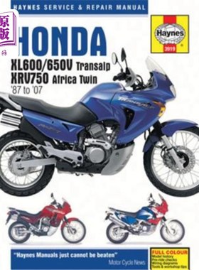 海外直订Honda Xl600/650v Transalp & Xrv750 Africa Twin '87 to '07 本田Xl600/650v Transalp和Xrv750非洲双'87至'07