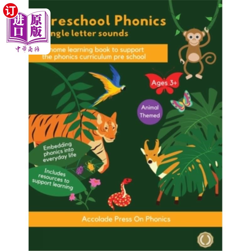 海外直订Preschool Phonics: Single Letter Sounds (Animal Edition) 学前拼读:单个字母的发音(动物版)