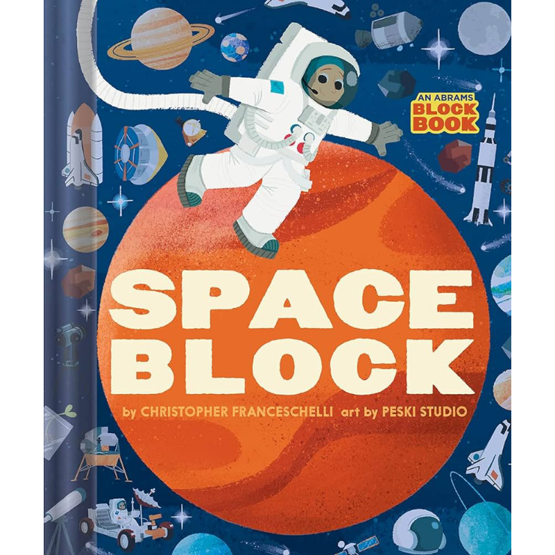 An Abrams Block Book Spaceblock 太空字母立体书 太阳系 英文原版进口图书 儿童绘本 英语启蒙翻翻页纸板图画书【中商原版?