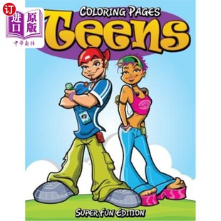海外直订Coloring Pages For Teens: Super Fun Edition 为青少年着色页:超级乐趣版