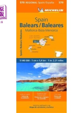 海外直订Balears - Michelin Regional Map 579 贝尔耳斯-米其林区域地图579