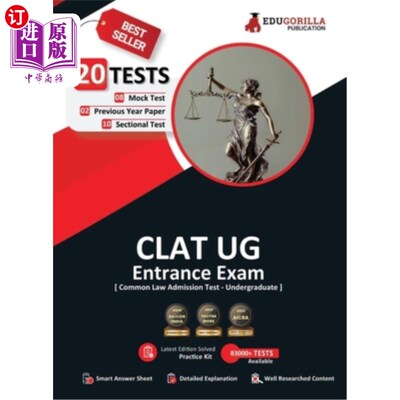 海外直订CLAT UG Exam Preparation Book 2023 - 8 Full Length Mock Tests, 10 Sectional Test CLAT UG考试准