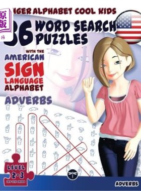 海外直订36 Word Search Puzzles with The American Sign Language Alphabet: Cool Kids Volum 美国手语字母表36个单词搜索