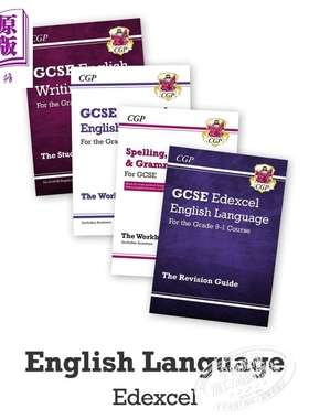英国CGP原版 GCSE Edexcel English Language 英语 语言 写作 爱德思 考试备考教辅四册 备考指南+练习册 含答案 【中商原版?