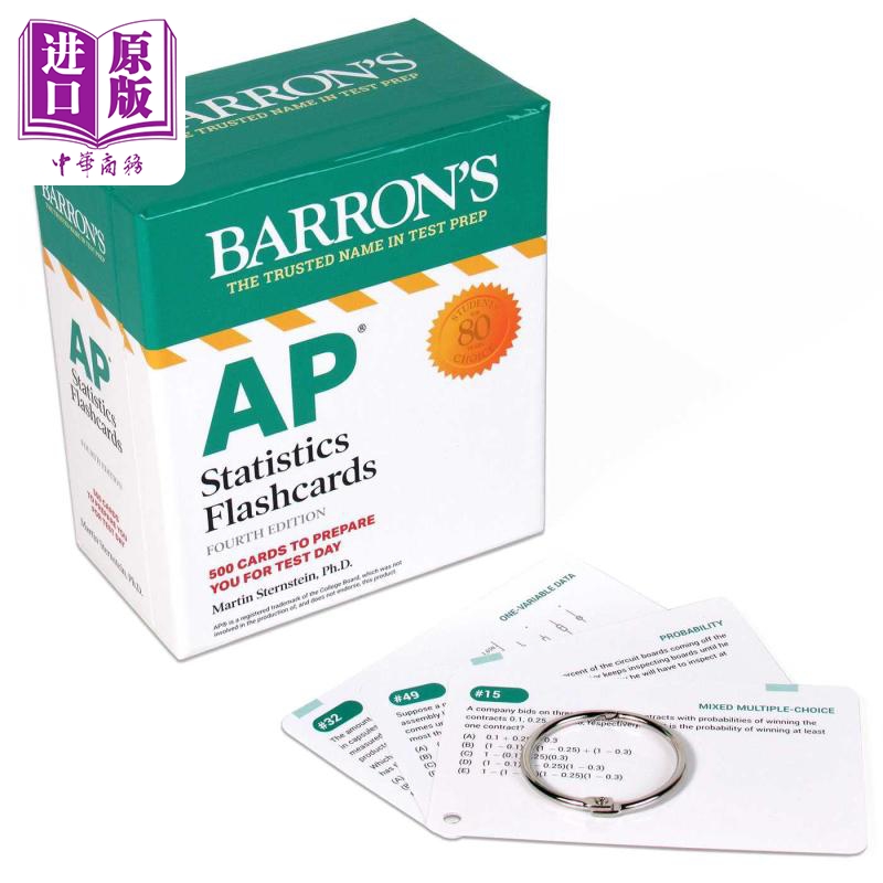 现货 AP Statistics Flashcards Fourth Edition 巴朗AP考试 统计学学习闪卡 第四版 英文原版 自学备考教辅图书【中商原版】
