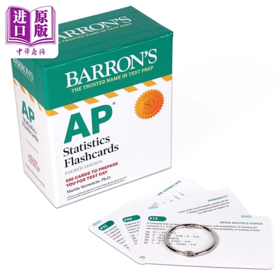 现货 AP Statistics Flashcards Fourth Edition 巴朗AP考试 统计学学习闪卡 第四版 英文原版 自学备考教辅图书【中商原版】
