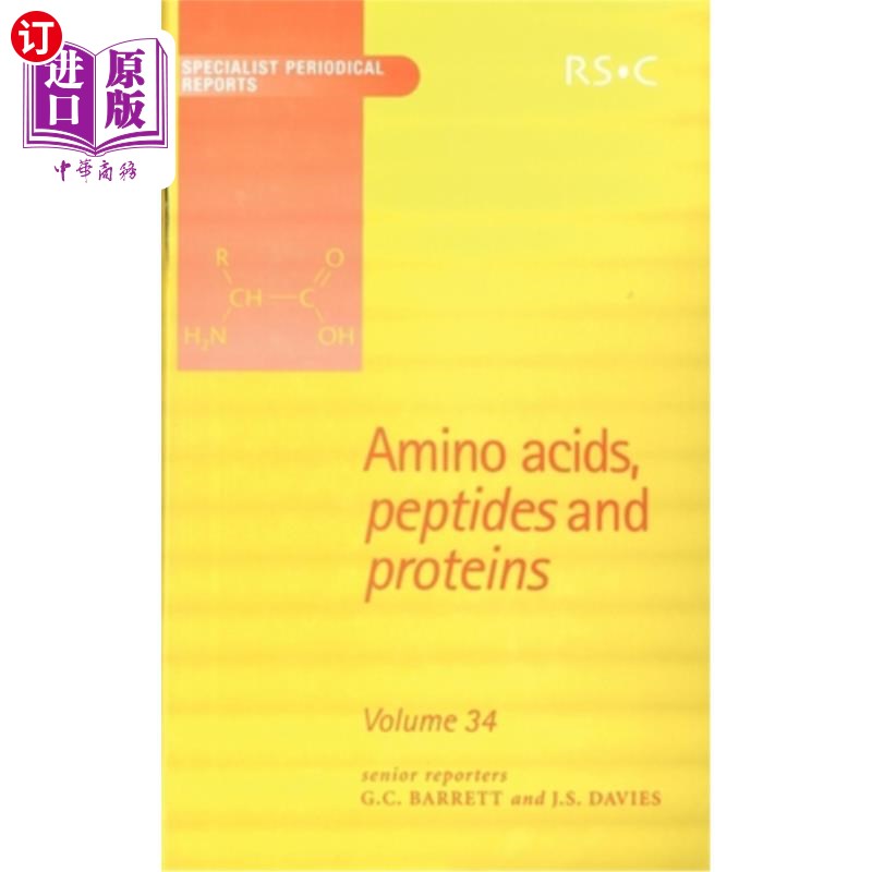 海外直订Amino Acids, Peptides and Proteins: Volume 34 氨基酸，多肽和蛋白质:卷34